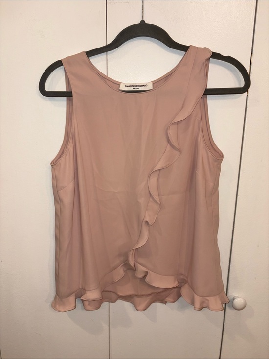Amanda Uprichard Tops - Amanda Uprichard Blush Pink Crew Neck Ruffle Polyester Sleeveless Top Size Small